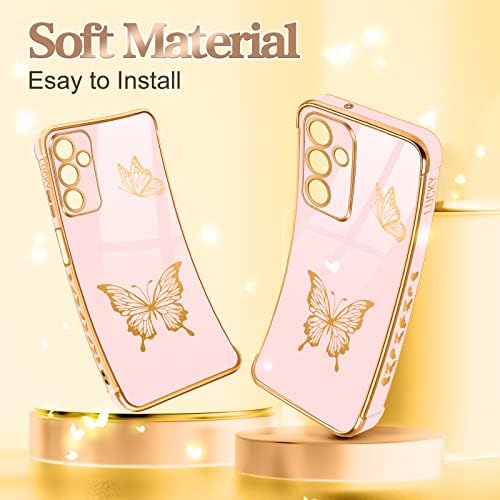 Coralogo para Samsung Galaxy A14 5G Caixa de telefone Butterfly For Women Girls Casos bonitinhos femininos Rosa
