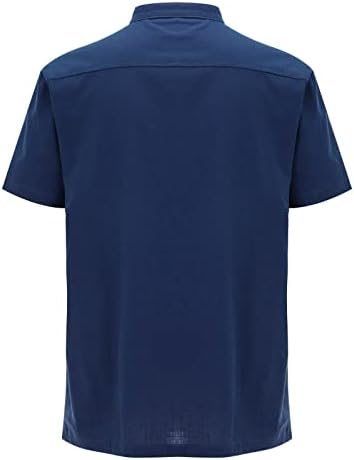 2023 Novos homens de linho de linho botão de camisa macia para baixo de manga curta Camisa top top beach colar