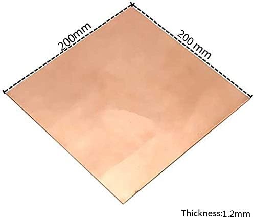 Folha de cobre de Yiwango 1,2 mm 200 mm x 200mm de metal desligado de qualidade de qualidade Prime Hobbies Projetos de bricolage,