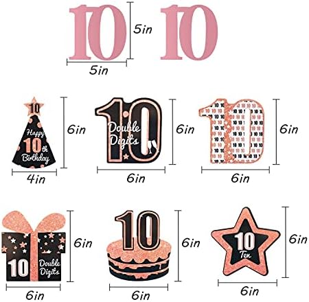 Excelloon 10º aniversário Decorações para meninas- incluindo 8pcs FOIL 10º Flâmicas de redemoinho pendurado e Double Digits