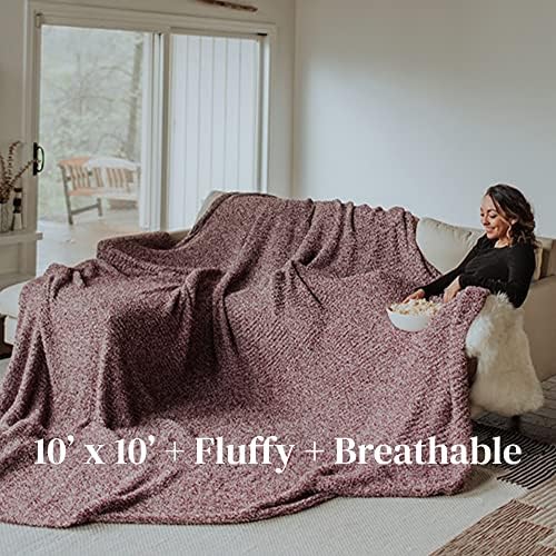 Big Blanket Co® Premier Plush ™ Plum Heather | Cobertor macio ultra-traço | 100 pés quadrados | Clante de microfibra