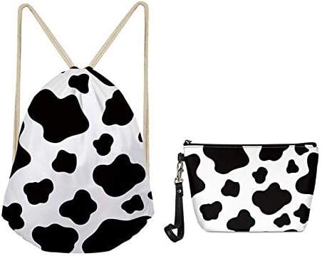 Clohomin 2pcs/set preto vaca branca Cute Animal Girls & Boys Ginásio Backpack Backpack Packs traseiros leves para caminhada