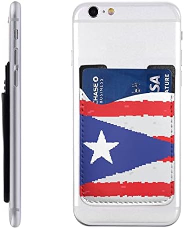 Ayunix Phone Card Titular Puerto Rico Bandeira Coloque Capa de Colote Celas da Carteira Pu Couro Pu 3M Adesivo Id Id Crédito Cartão