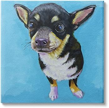 Stuell Industries Blue Vivid Chihuahua Dog Canvas Arte da parede, design de Lucia Stewart