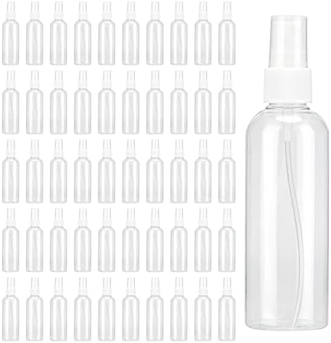 Keileoho 60 pacote de 4 oz garrafas de spray de plástico transparente com tampas, garrafa de spray de névoa fina reabastecível,