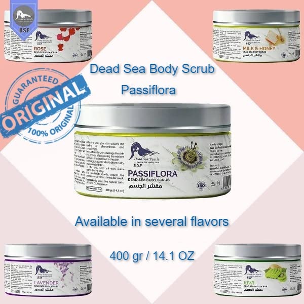 Sea Dead Scrub Salt Body Passiflora 14,1 Oz Coleta de óleo de amêndoa Minerais naturais
