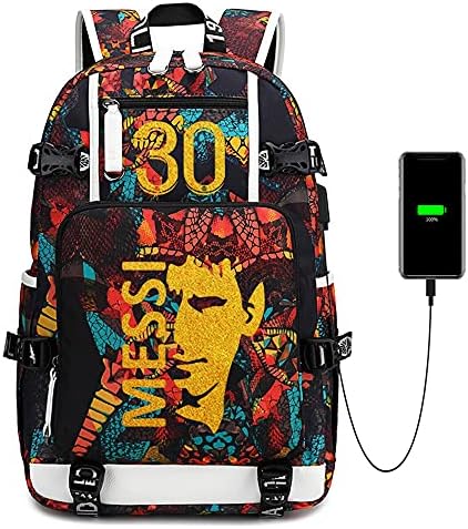 Jogador de futebol Lionel Messi Multifunction Backpack Travel Student Backpack Football Bookbag para homens mulheres
