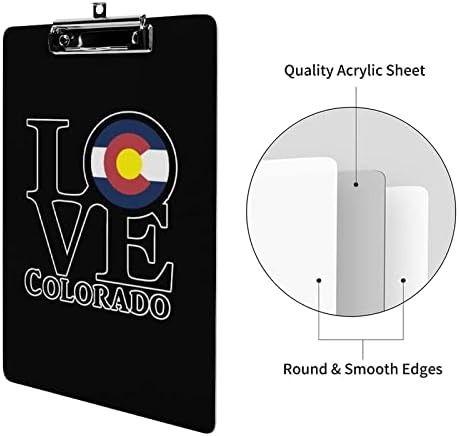 Love Colorado Flag Fashion Fashion Board Size placas decorativas com clipe de metal de baixo perfil 9 x 12,5