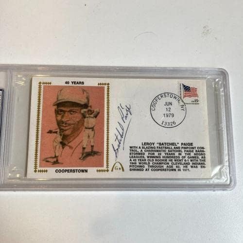 Satchel Paige assinou 1979 Hall of Fame Cooperstown FDC CAPA PRIMEIRO DIA PSA DNA - MLB Cut Signature