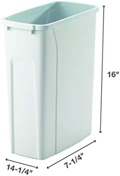 Knape & Vogt FBA_SBM9-1-20WH lata de lixo, 17,31 polegadas por 7,98 polegadas por 20 polegadas, branco