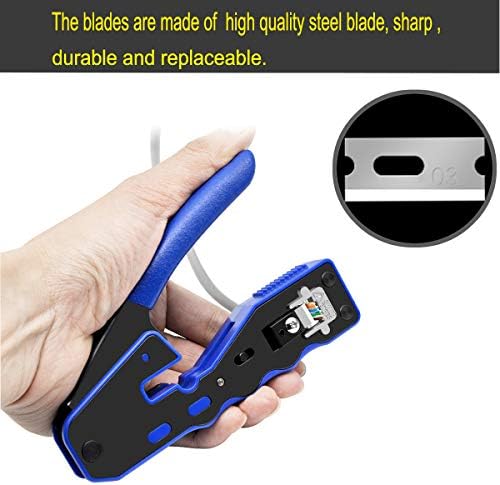 RJ45 Kit Kit Kit All-In-One Ethernet Tool Tool Wire Crimper Stripper Cutter para Cat5e Cat6 Cat6a Passe os conectores Through