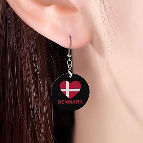 Amor Dinamarca Brincos de madeira redonda pendente balanço jóias de ganchos de orelha para mulheres