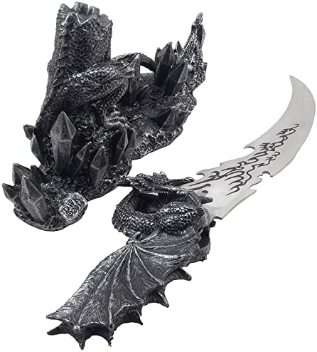 Faca mítica do dragão guardião em exibição estátua para decoração gótica e medieval Daggers ou Mantel, desktop e decorações de prateleira