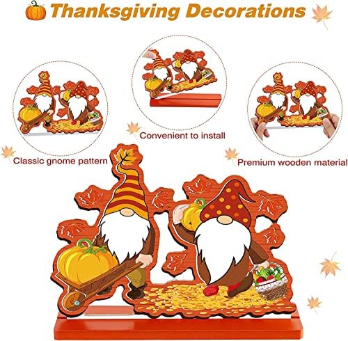 Pacote de 4 Pacote Decorações de Ação de Graças Sinais de peça central, Wooden outono colheita de outono Autumn abóbora peças centrais