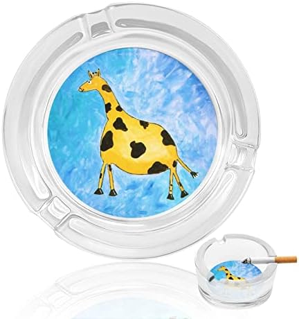 Engraçado de girafa de girafa cinza de vidro redondo portador de fumantes Bandeja de cinzas para a mesa de hotel em