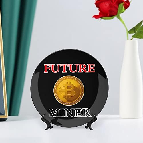 Futuro Bitcoin Miner Bone China Decorativa Placas de Cerâmica Criando com Display Stand for Home Office Wall Decoration