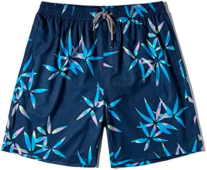 JPLZI Mens Floral Hawaiian String de cordão de tração casual shorts de praia de verão Quick seco atlético ativo shorts