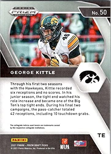 2021 picadas de draft panini prrizm 50 George Kittle Iowa Hawkeyes Futebol Trading Card