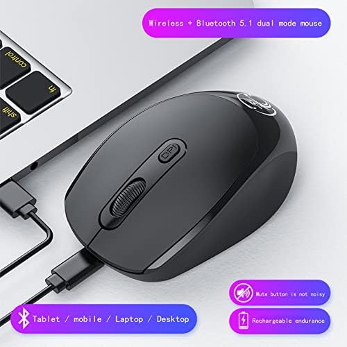 Mouse Bluetooth （Bluetooth 5.1+USB） 2.4g Mouse sem fio sem ruído com receptor USB REDOS PORTÁVEIS DE COMPUTADOR para PC