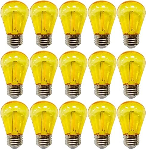 Montamente 15 pacote s14 lâmpadas LED Bulbo de substituição de Natal amarelo para luzes de cordas externas 1W LED vintage