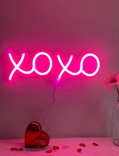 Xoxo LED PILG LUZES NEON PINK PARA Festa do Dia dos Namorados | Bateria e USB Powered | Luzes noturnas românticas | Presentes