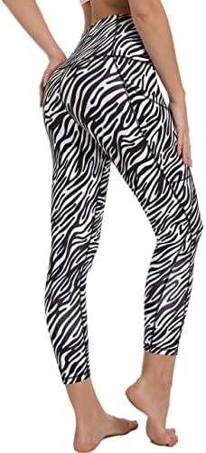 Calças de ioga de leopardo livre com bolsos para mulheres de alta cintura camuflate leggings Controle de barriga
