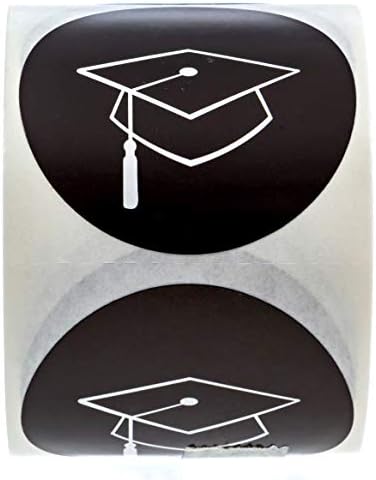 Adesivos de graduação / 250 rótulos de pós -graduação / 1,5 de aula de escola em preto e branco de vedações de envelope
