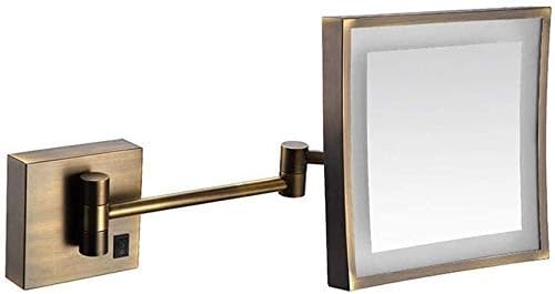 Lianxiao - espelho de maquiagem espelho de vaidade 3x ampliação com acabamento de braço quadrado extensível ajustável Brass