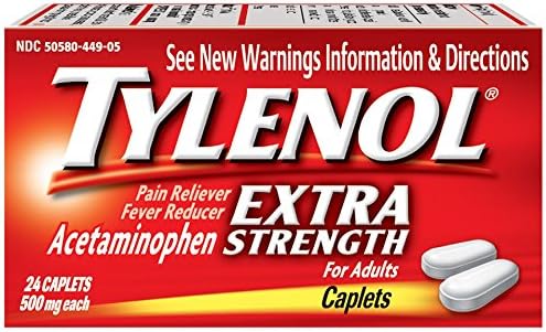 Tylenol acetaminofeno, força extra, 500 mg, caplets, 24 caplets