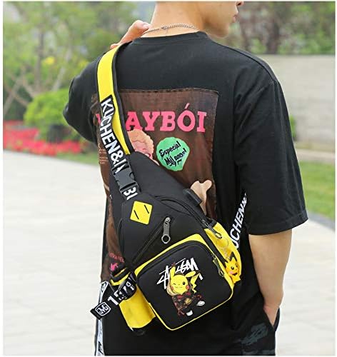 Mochila de mochila de um ombro de moda Cusalboy com orifício de fone de ouvido por porta USB, mochila de padrão luminoso de desenho