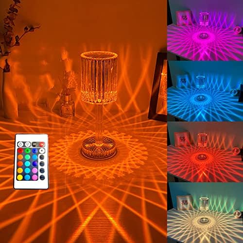 Lâmpada de cristal Recarregável Lâmpada de mesa de toque Gatsby Lâmpada de cristal 16 cores RGB e modo dinâmico,