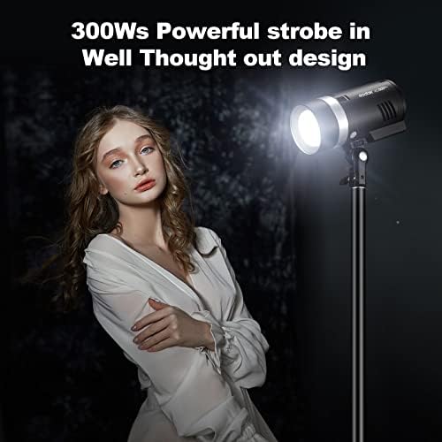 Godox ad300pro 300ws fotografia studio flash kit, 1/8000 hss ttl kit de luz de speedlite estroboscópica portátil portátil para tiro para estúdio, localização e fotografia de retrato, bateria de lítio de 2600mAh embutida