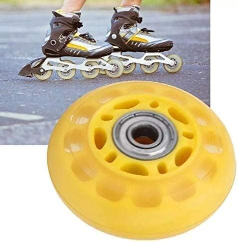 Nianxinn 1pcs 2.5in Amarelo PU MUTO MOTO COMPENHO DE ROLO DE VOLUGO DE BOLUGRA DE CARRO DE SKATE SKATE com rolamento para acessórios de substituição de rodas antigas