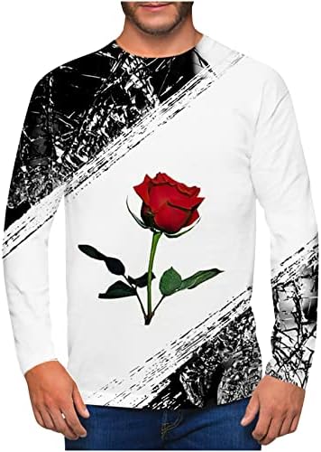 Homens moda moda casual redondo pescoço de manga longa de manga longa 3d t-shirt masculino de tamanho de retalhos de retalhos