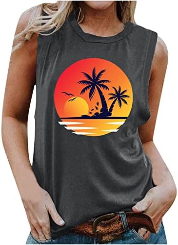 Mulheres Summer Summer Beach Sunsets Coconut Trees Camise