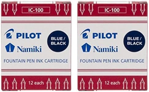 Piloto Namiki IC100 Cartucho de tinta de caneta, azul/preto, 12 cartuchos por pacote