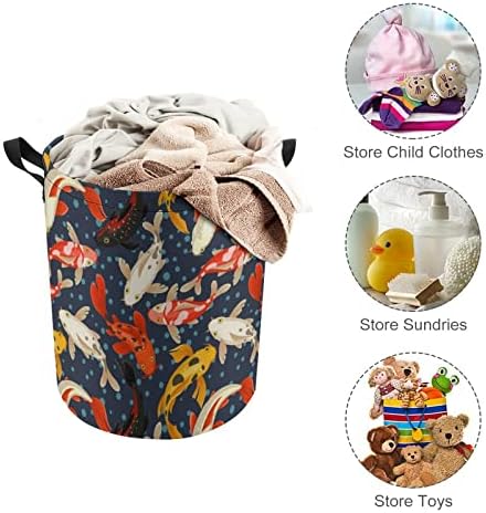 Koi Carp Pattern Japan Style Laundry Basket com Sacos de armazenamento de lavanderia de lavanderia de cordão para viagem para viagens em casa