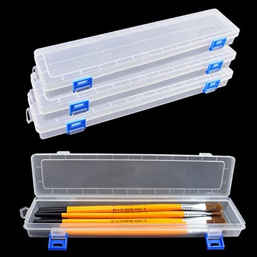 Pacote de barreira caixa de armazenamento de pincel de tinta de tinta transparente de pincel de escova longa capa de armazenamento