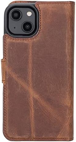 Caixa de carteira destacável de couro Compatível com o iPhone 14 Pro Magsafe, Protection RFID Caso de capa destacável com cartão e dinheiro