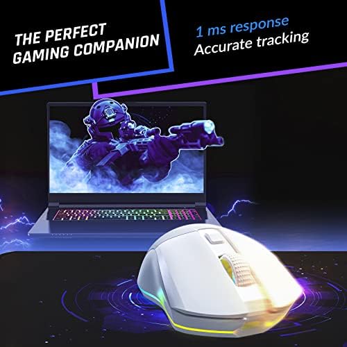 Klim Blaze Pro recarregável o mouse de jogos sem fio com a doca de carregamento rgb e óptica azul de bloqueio de luzes de bloqueio reduzem a tensão ocular e o pacote de fadiga