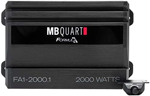MB Quart FA1-2000.1 Amplificador de áudio de carro de canal mono-Classe SQ AMP, 2000-WATT, 1 ohm estável, crossover eletrônico variável, proteção do sistema LED, conexões pesadas, controle remoto incluído