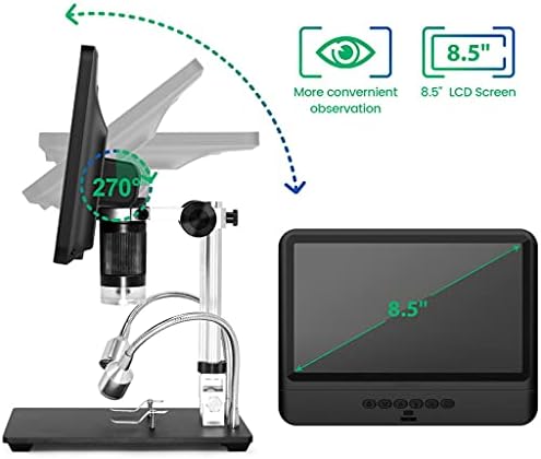 Microscópio Ylyajy de 8,5 polegadas 1080p Microscópio de exibição LCD ajustável para solda manutenção industrial