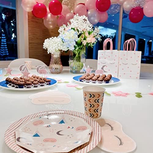 Placas de papel grandes rosa | Placas de jantar rosa Tableware | Placas de festa listrada rosa pastel | Placas pastel | Placas de Dia