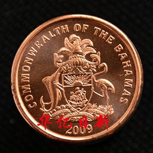 Bahamas Coin 1 Point 2009 Versão KM218.2 North American Animal Coin Starfish Copper galvanizado