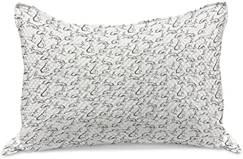 Ambesonne Animal Sketch Kilt Quilt Cobrulha de travesseiros, lebres de coelho de páscoa de estilo vintage Monocromo de