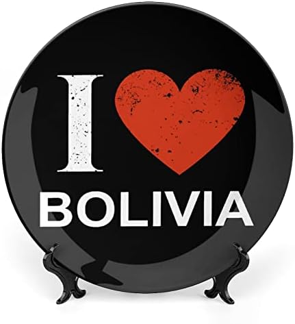 Eu amo a Bolívia pendurada em um prato decorativo de cerâmica com exibição de presente de aniversário personalizada