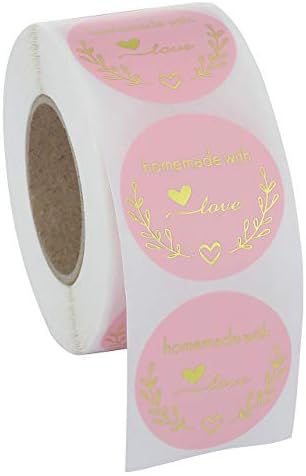 YOption 1,5 polegada redonda caseira com adesivos de amor rosa para embalagens, bolsas de biscoito, pequena loja