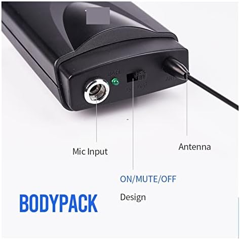 Zuonu e220u uhf canais duplos microfone sem fio 2 transmissor de bodypack com fone de ouvido e microfone de lapela mais laval