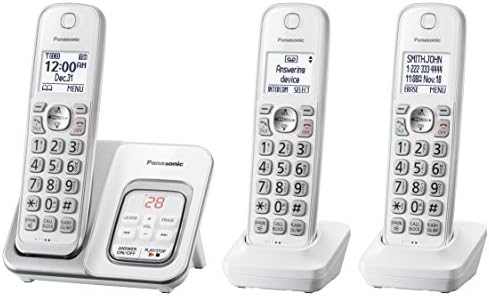 Sistema de telefone sem fio expansível da Panasonic com a máquina de atendimento e bloco de chamadas - 3 aparelhos sem fio - KX -TGD533W