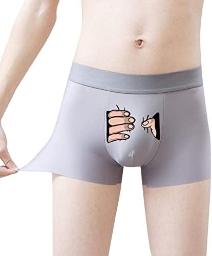 Boxers para homens embalam a roupa de seda de seda de gelo masculino, personalidade criativa engraçada, engraçado boyshort respirável. Hambúrgueres